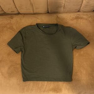 Green Zara Crop Top Tshirt Size Small